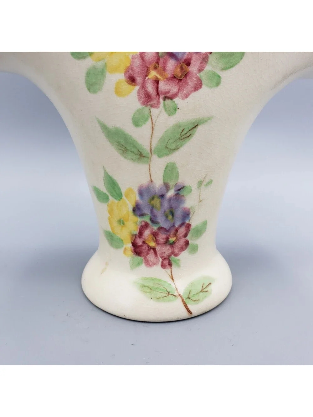 VTG E. Radford Pottery Flower Basket with Frog Hand Painted England Ceramic Vase